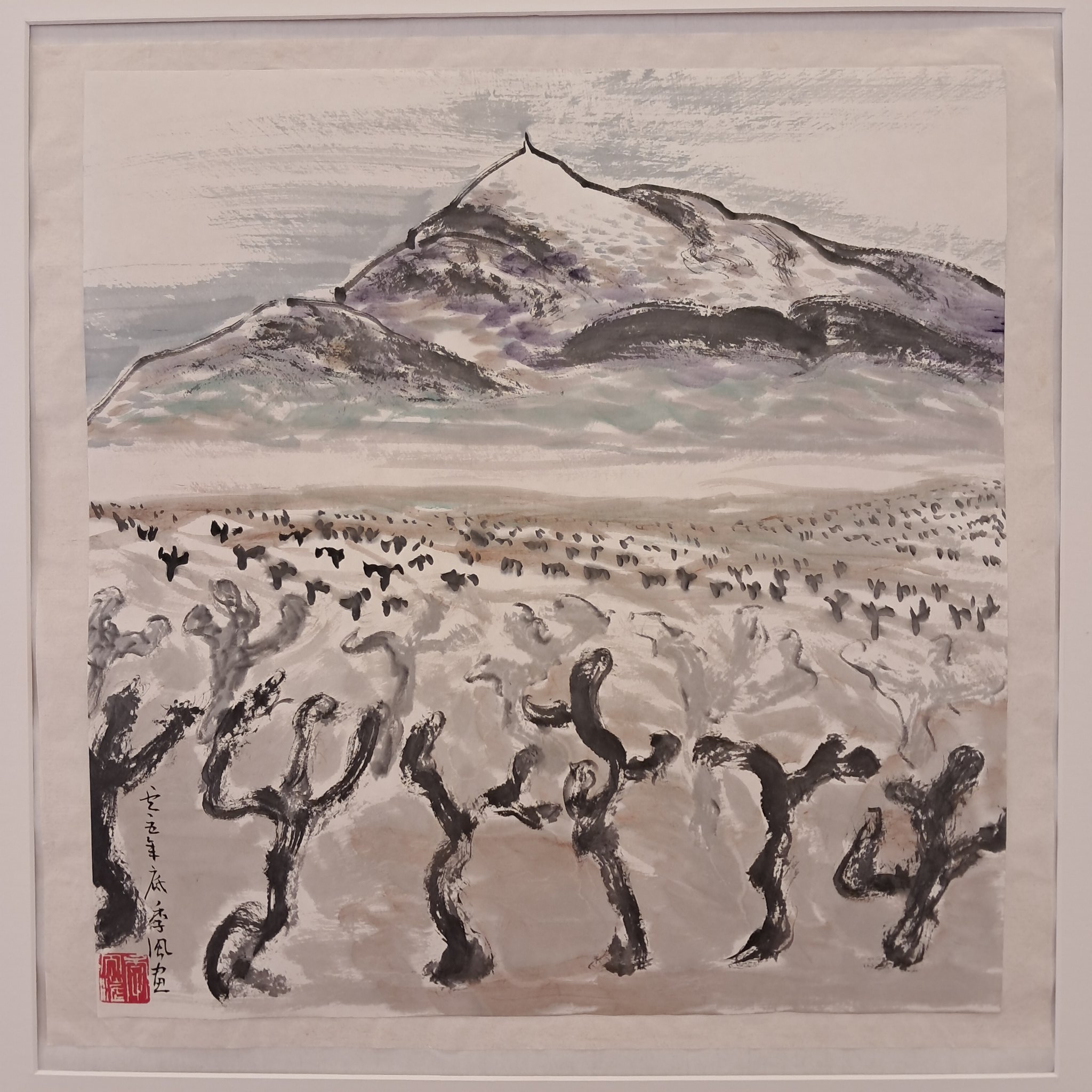 JiDahai, Mont Ventoux violet (Encre sur papier ; 50x50 cm)