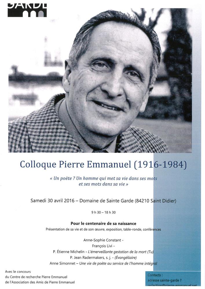 Colloque Pierre Emmanuel , pour le centenaire de sa naissance