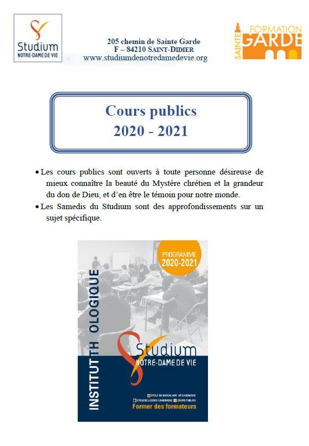 2020-2021 Programme des cours publics