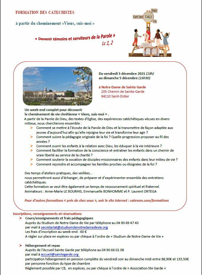 FORMATION DES CATECHISTES &agrave; partir du cheminement &laquo;Viens, suis-moi &raquo;